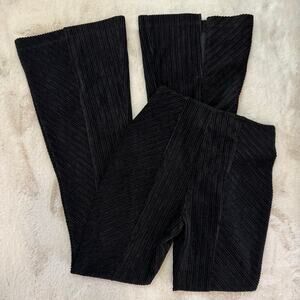 Modish Rebel Youth Black Corduroy Slit High Rise Flare Pants Buckle Sz Medium 10